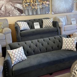 🇺🇸HUGE Blowout Furniture Sale!🇺🇸 Brand New Sofa Loveseat SET W/ Accent Pillows Included! $50 Down Takes It Home Today! 