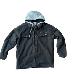 Dickies Duck Hooded Shirt Jacket Workwear Blue X-Large