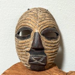 Vintage African Tribe Hand Carved Wood Kifwebe Congo Small Mask