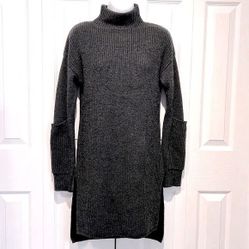 Ellen Tracy Grey Mock Neck Long Sleeve Sweater Tunic Size S