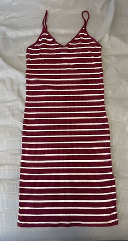 Maroon And White Striped Dress