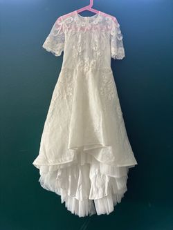 Elegant Flower Girl Dress White Lace Sequins Tulle Communion Birthday Pageant Dress