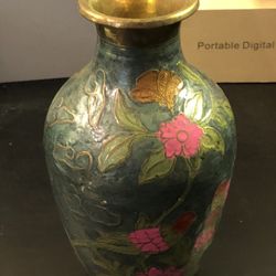 Vintage Beautiful Colorful Brass Vase 