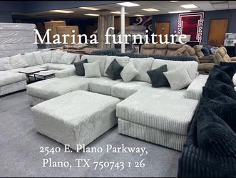 Corduroy Sectional Sofa with Double Chaise