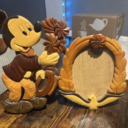 Wooden Mickey Mouse Photo Frame Figure