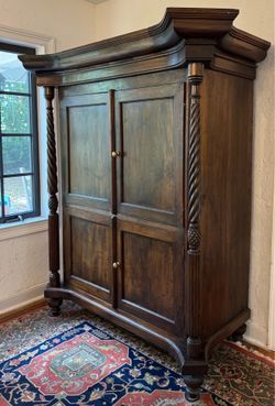 Vintage Solid Wood Armoire / Bar Cabinet – Dark Espresso Finish