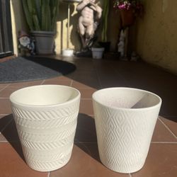 3.5x5.5x5 ❤️  SET OF 2/ White Pattern Ceramic Flower Orchid Pots Waterproof 