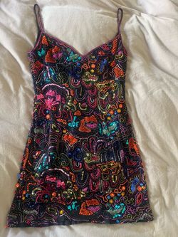 Rare Vintage Oleg Cassini Black Tie Heavily Beaded & Jeweled Dress – Size 4