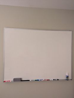 Large Dry Erase White Board w/ Silver Frame & Marker Tray - 36 x 48”