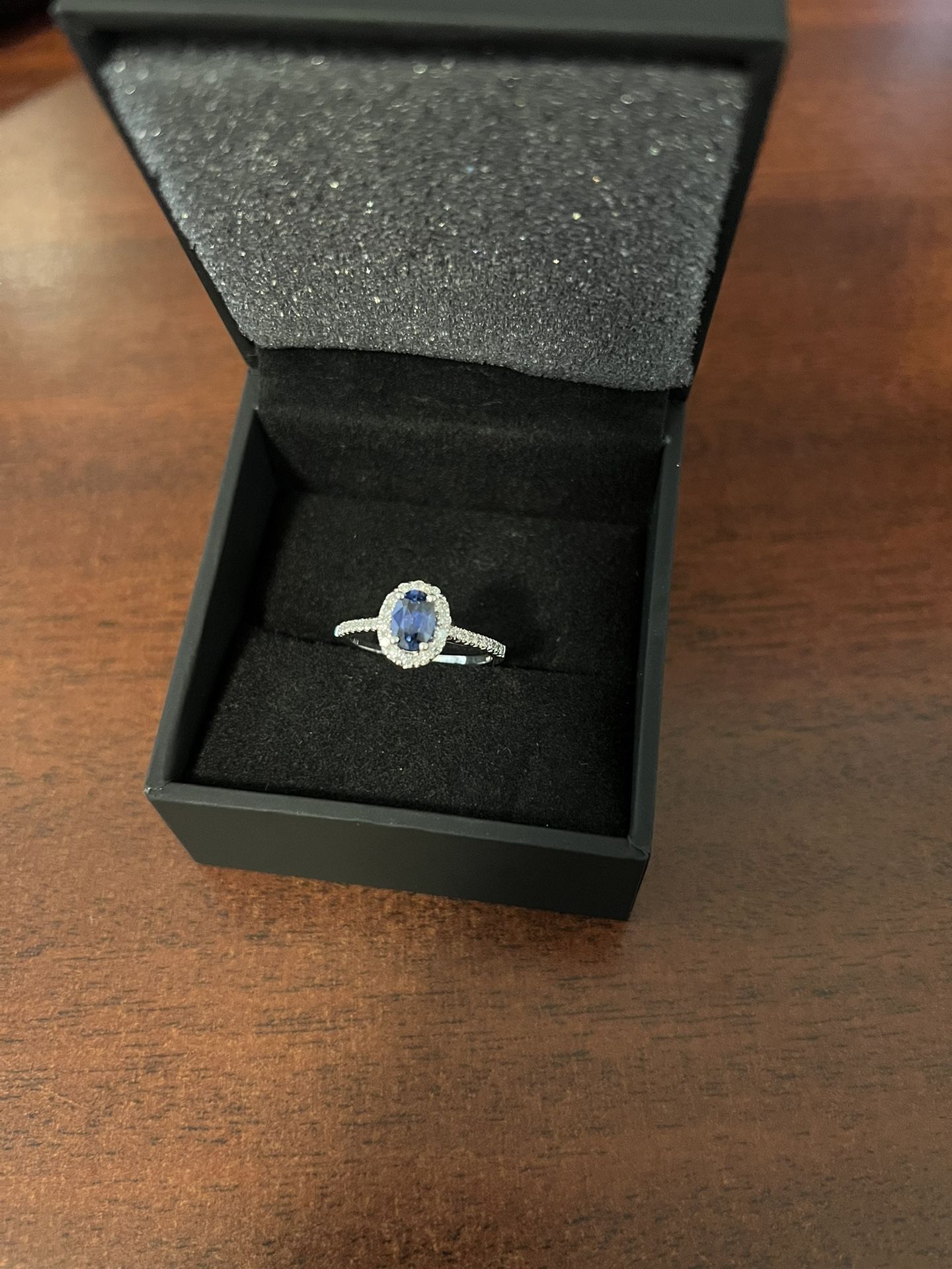 Blue Sapphire Diamond Engagement Ring