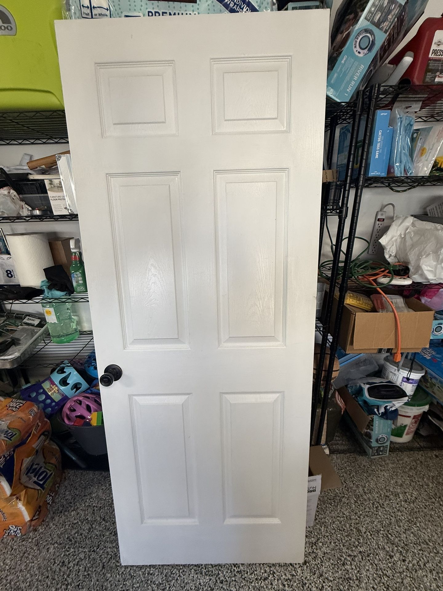 32 x 80 6 Panel White Hollow Core Composite Interior Door w/ Hinges