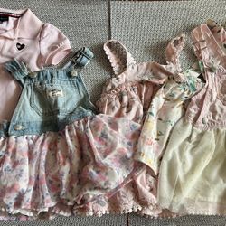 12 Month Baby Girl Dresses And Overalls Oshkosh Tommy Hilfiger Tops 2 pairs of jeans 12-18 months