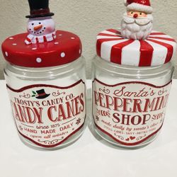 Candy Cane And Peppermint Canisters
