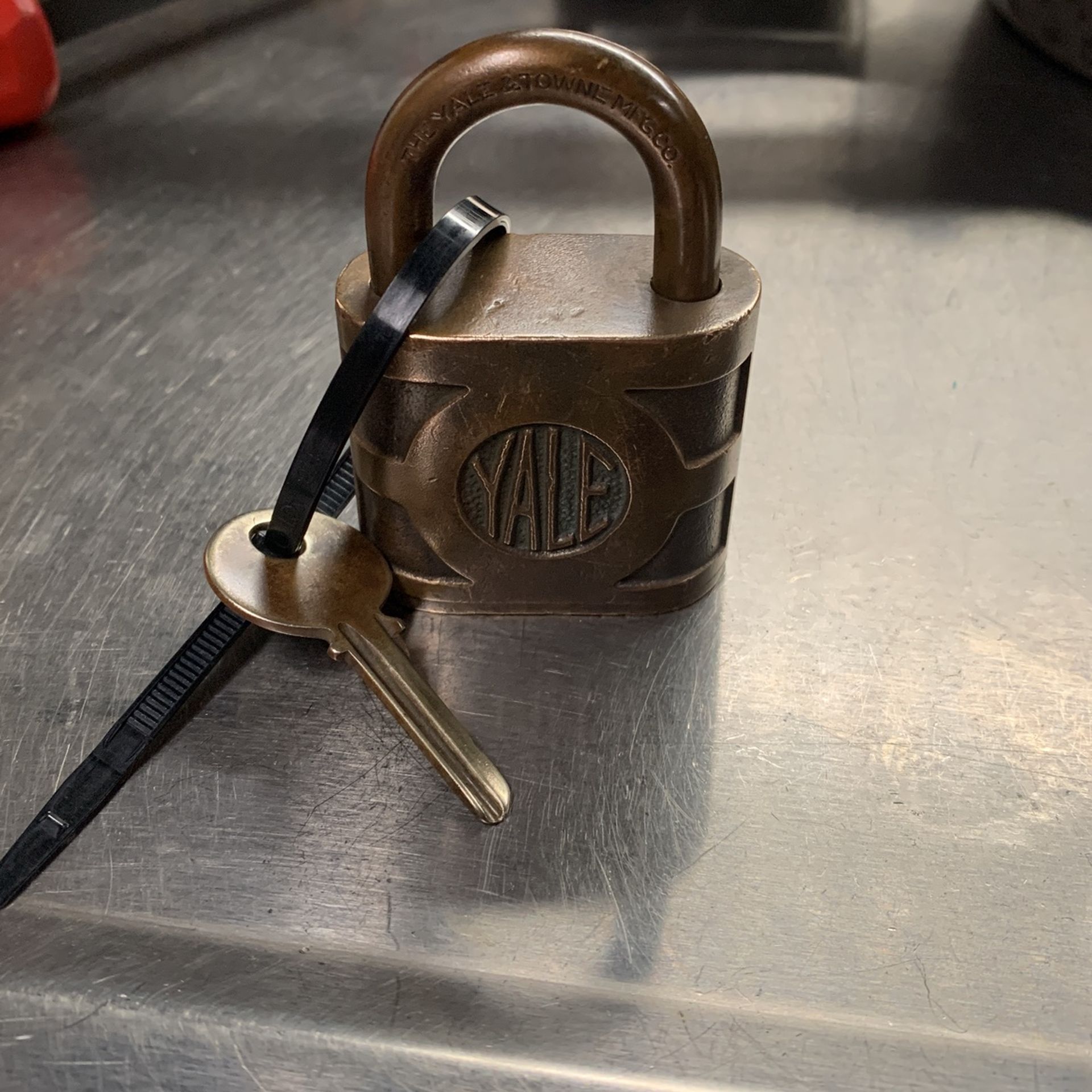 Old Yale Lock With Key Brass