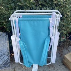 2 Mainstays High Back Reclining Backpack Beach Chair – Teal