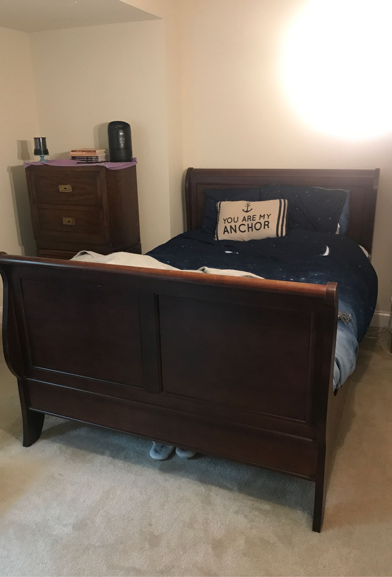 Mahogany Wood Full Bed + Plus Mattress/Box Spring