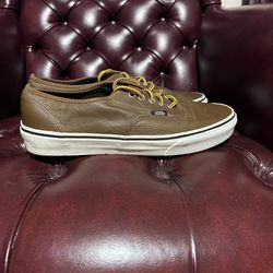 Brown Leather Lace Up Vans- Size 10