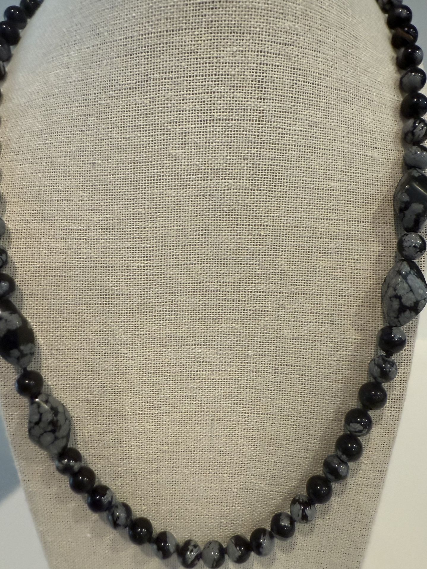 Black Grey Bead Necklace Fashion Jewelry Necklace 15”