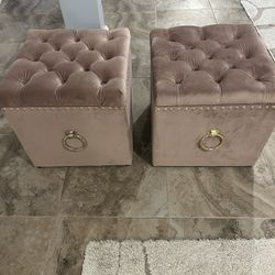 Blush Storage Ottomans (2)