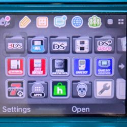 Nintendo 3DS Aqua Blue 128GB Retro Customized Loaded