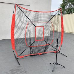 Brand New $65 Baseball, Softball 7x7ft Practice (Net and Ball Tee Set) for Hitting Batting Training 