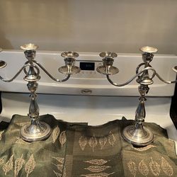 Pr Sterling Silver Candle Sticks 