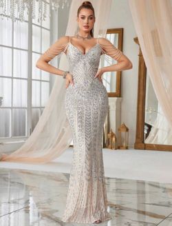 Silver sparkly formal dress size Large