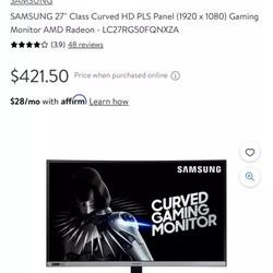 Samsung 27” Curved Gaming Monitor 