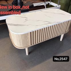 Lift Top Coffee Table for Living Room, Modern Oak Fluted Coffee Table with Hidden Storage, Rectangle Center Table with Faux Marble Flip-Top,Natural