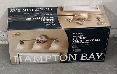 Brand new Ashhurst 3-Light Brushed Nickel Classic Traditional Bathroom Vanity Light with Frosted Glass Shades