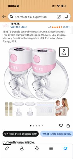 TSRETE Double Wearable Breast Pump, Electric Hands-Free Breast Pumps with 2 Modes, 9 Levels, LCD Display, Memory Function Rechargeable Milk Extractor-