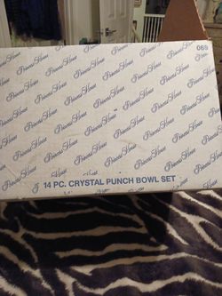 14 Piece Crystal Punch Bowl Set/ Princess House 