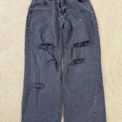 PrettyLittleThing Washed Black Baggy Ripped Low Rise Boyfriend Jeans