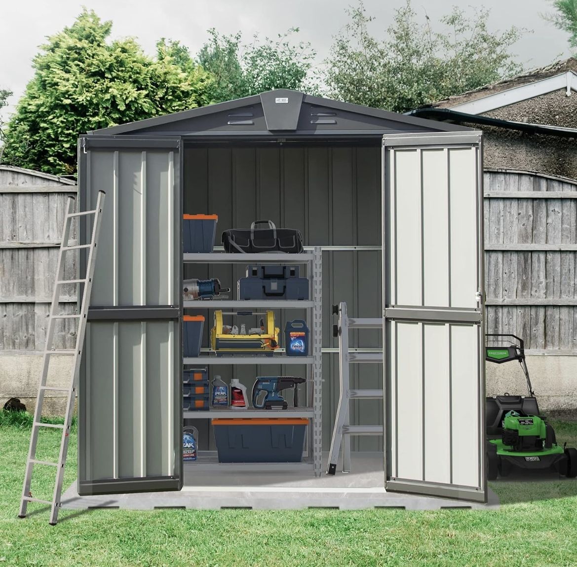 New in Box 5'x3' Storage Shed Metal Sheds &Outdoor Clearance with Double Lockable Door Gable Roof