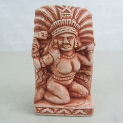 Mayan Aztec Hand Carved Tribal Woman Sculpture 6 1/4" Tall



