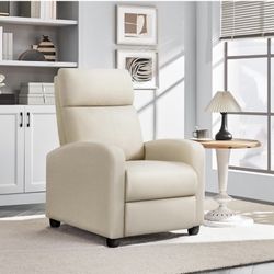 Beige Fabric Recliner 614651