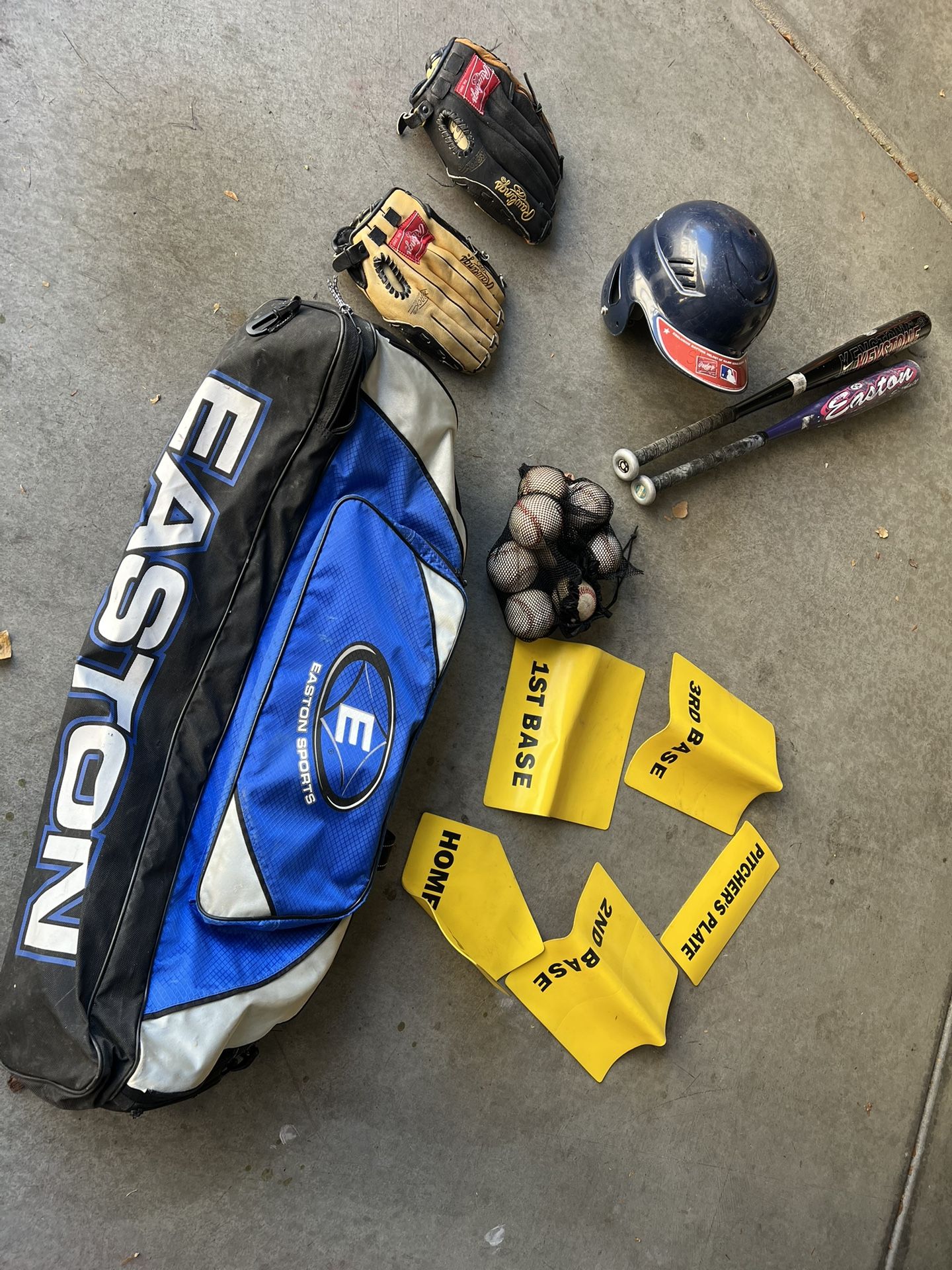 Baseball Bag With Two Gloves Bats