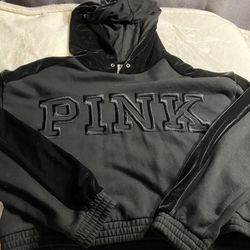 PINK crop top Hoodie