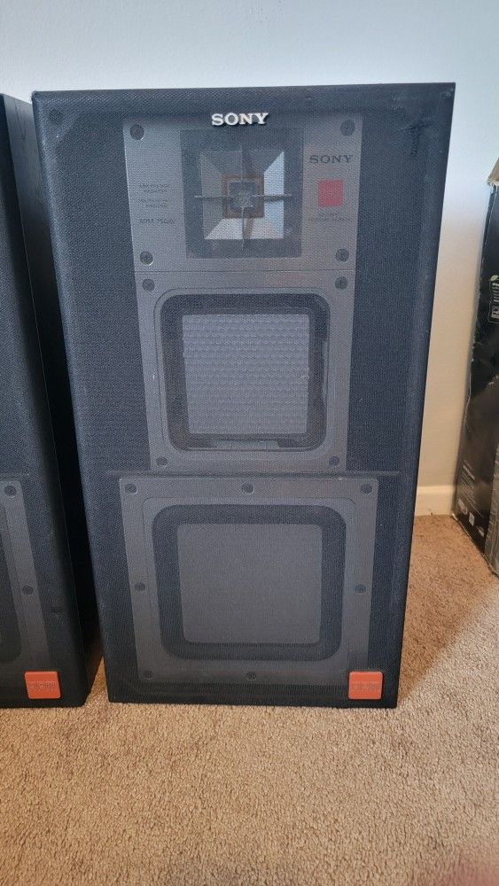 VINTAGE SONY APM-750AV TWO-WAY SPEAKER SYSTEM w/ BOX - Good but