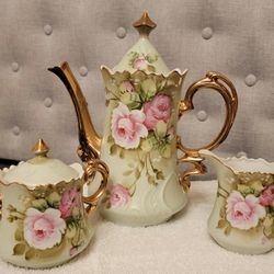 1950-55 Lefton Fine China HP & Gilded Roses Vintage Tea Set
