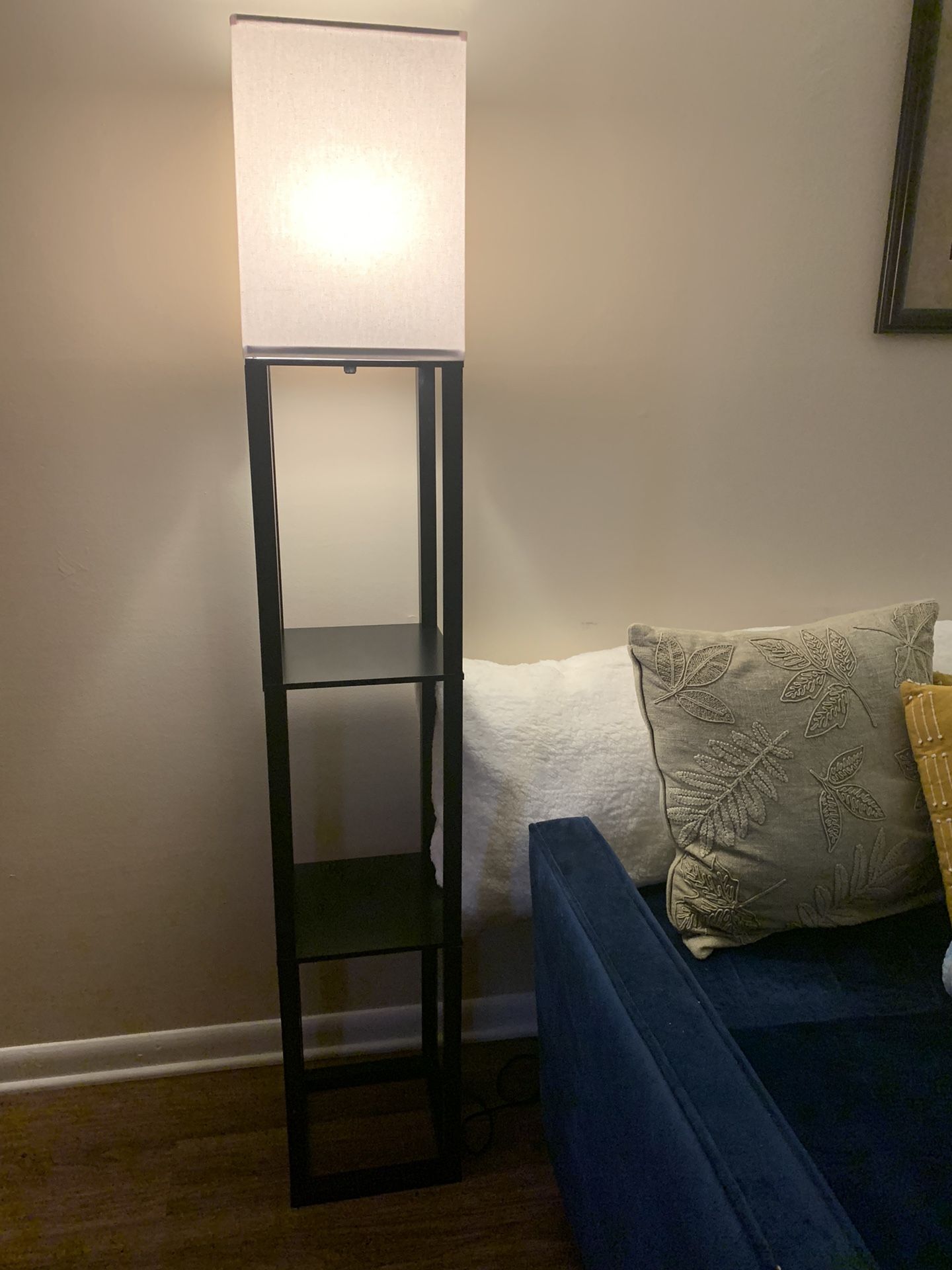 Black Shelf Lamp. Floor Lamp. Tall Lamp. Dorm Room.