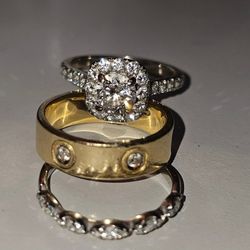 Engagement Ring Set & Cartier Gold Ring