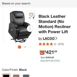 LACCO BLACK LEATHER REVINER W/ Power Lift 