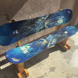 Blue Snowboard Bench