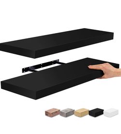 Black Floating Wall Shelves Set of 2