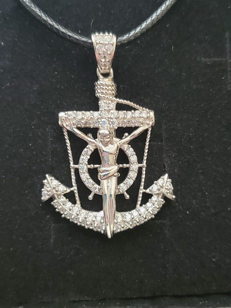 Sterling Silver With Diamonds Cross Pendant  Brand New Never Worn