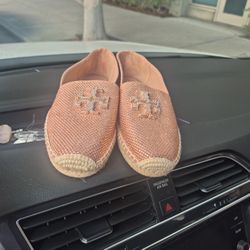 Toryburch  Gold Rose Studded  Espadrille Flats 