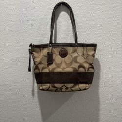 Mini Brown And Tan Coach Tote Bag 