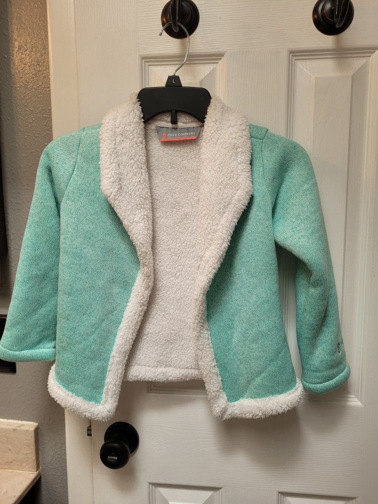 Free Country Kids Spearmint Sherpa Lined Open Jacket Sz 5/6 Sz XS
