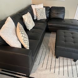 L Shape Sofa Black 